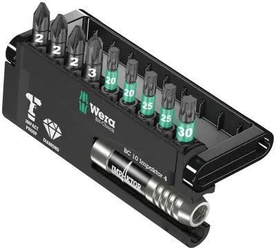 Wera 05057417001 Bit-Check 10 Impaktor 4, 10 Piece Set