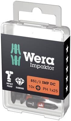 Wera 05057615001 DIY Impaktor PH Bits PH1 x 25mm 10 Piece