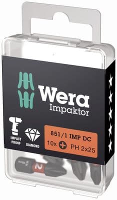 Wera 05057616001 DIY Impaktor PH Bits PH2 x 25mm 10 Piece