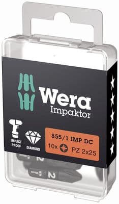 Wera 05057621001 DIY Impaktor Bits PZ2 x 25mm 10 Piece