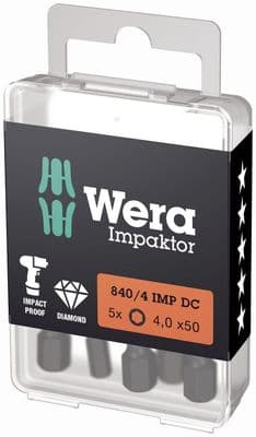 Wera 05057644001 Hex-Plus DIY Impaktor Bits 4 x 50mm 5 Piece