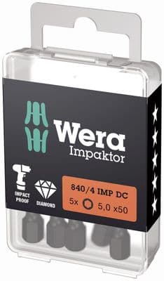 Wera 05057645001 Hex-Plus DIY Impaktor Bits 5 x 50mm, 5 Piece
