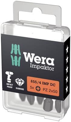 Wera 05057661001 DIY Impaktor bits PZ2 x 50mm 5 Piece