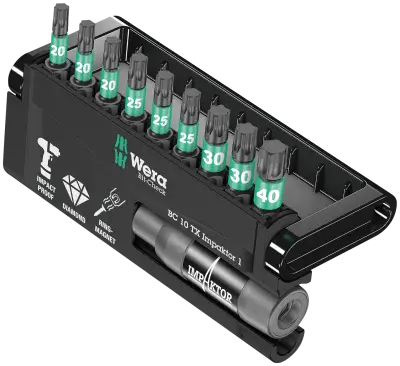 Wera 05057688001 Bit-Check 10 TX Impaktor 1 10 Piece Set