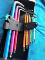 Wera 05073593001 Hex Allen Key Set Bright Coloured 9 Piece 1.5mm-10mm + Holder