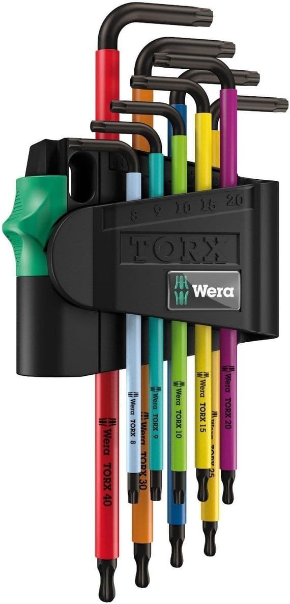Wera 05073599001 Multi Colour 9 Piece Torx Star Allen Key Set With Magnetizer Holder Clip