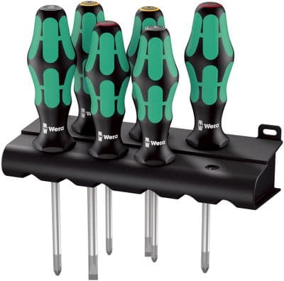 Wera 05105622001 335/350/355/6 6 Piece Kraftform Plus Screwdriver Set SL/PH/PZ