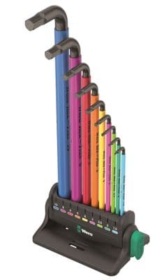 Wera 05133165001 Hex-Plus Multicolour L-Key Set 9 Piece In Workshop Rack