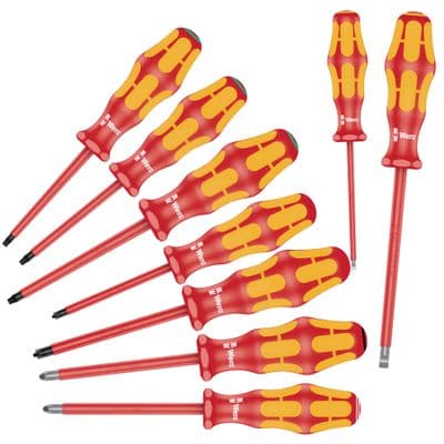 Wera 05133355001 160I/162I/167I/9 9 Piece Kraftform Plus VDE Screwdriver Set SL/PH/TX