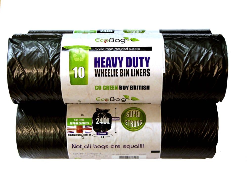 Ecobag 10 Wheelie Bin Liners Black 240L