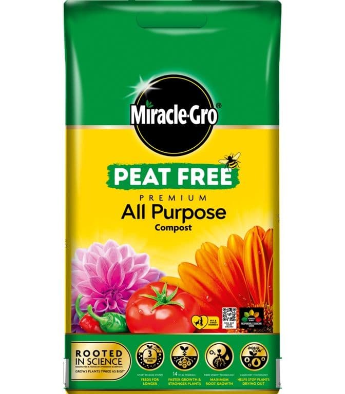 MiracleGro Premium All Purpose Peat Free Compost 10L
