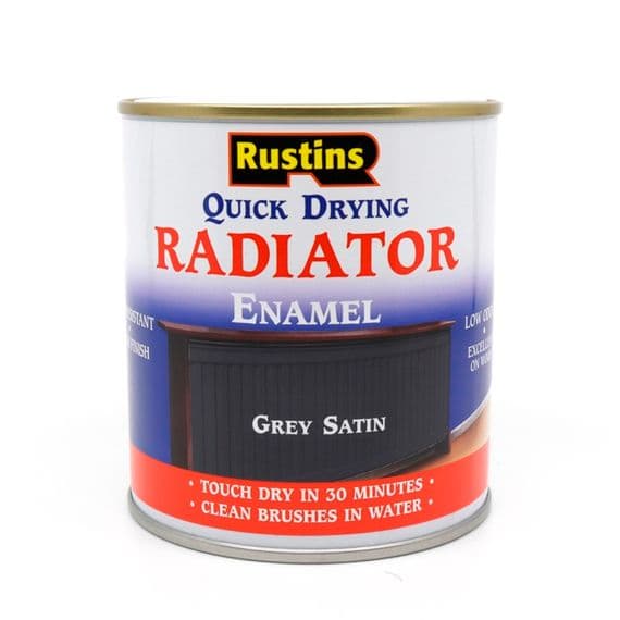 Rustins Quick Dry Radiator Paint Grey Satin 500ml