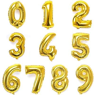 Gold Number Balloons - 34 Inches