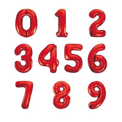 Red Number Balloons - 34 Inches