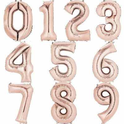 Rose Gold Number Balloons - 34 Inches
