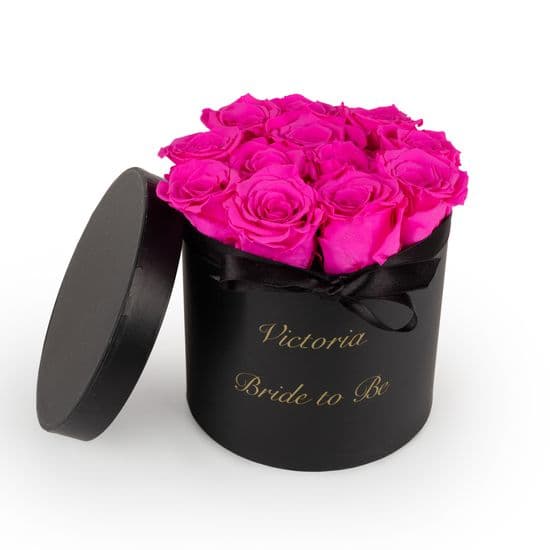 One Year Roses XL 12-14 Roses All Colours Black Personalised Box