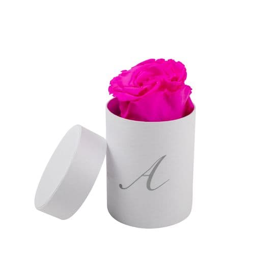 White Personalised Infinity Rose Box One Year Rose All Colours