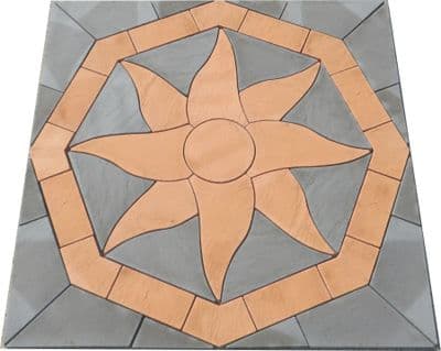 2400mm Aztec Sun Octagonal Patio Kit Terracotta plus Slate Grey Infill
