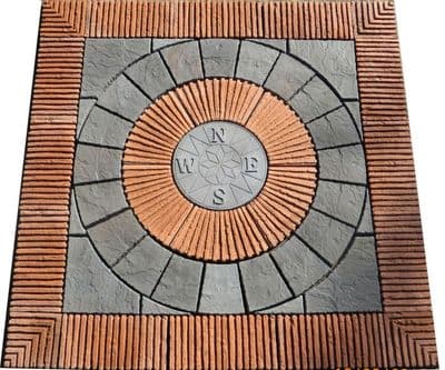 2400mm Rotunda Compass Slate Grey Plus Terracotta Tile Inset And Surround.