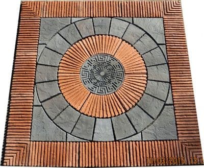 2400mm Rotunda Greek Key Buff Plus TerracottaTile Inset And Surround.