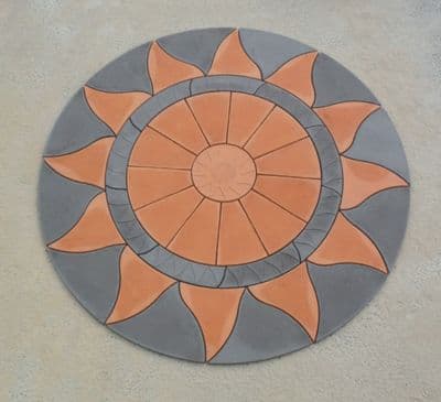 2560mm Aztec Sun Circle Terracotta / Slate Grey