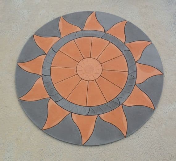 2560mm Aztec Sun Circle Terracotta / Slate Grey