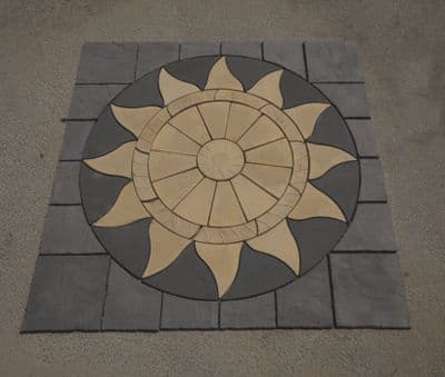 3m x 3m Aztec Sun Circle Buff (Narrow Buff Ring) Plus Slate Grey Infill