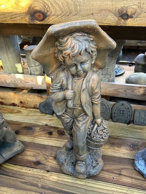 Boy with Umbrella weathered brown ( collected price )