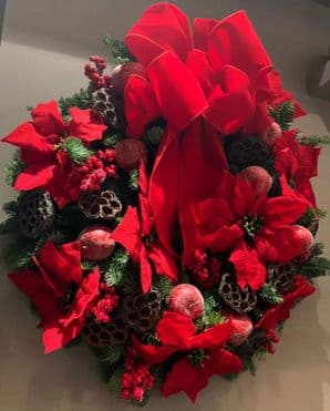 Lush Red Door Wreath
