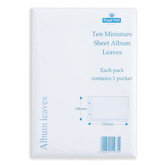 Royal Mail Miniature Sheet Album Inserts Pack of 10