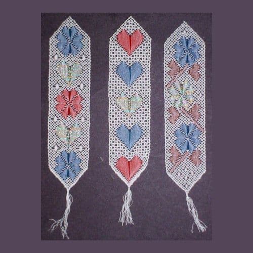 Bookmarks with Hearts and Flowers.
