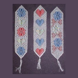 Bookmarks with Hearts and Flowers.