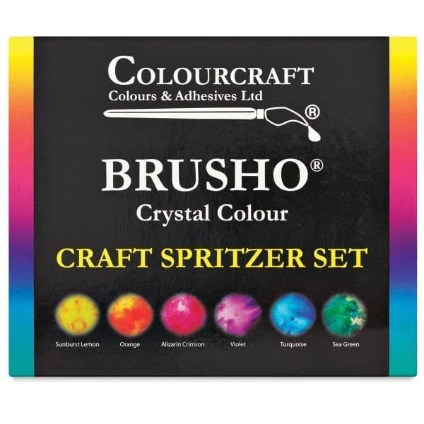 Brusho Crystal Colours Set of 6 Pots with Spritzer