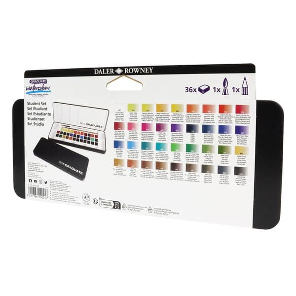 Daler Rowney Graduate Watercolour Set 36 half pans