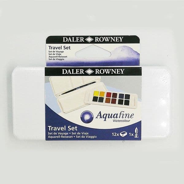 Daler Rowney Mini Aquafine Watercolour Travel Set 12 half pans