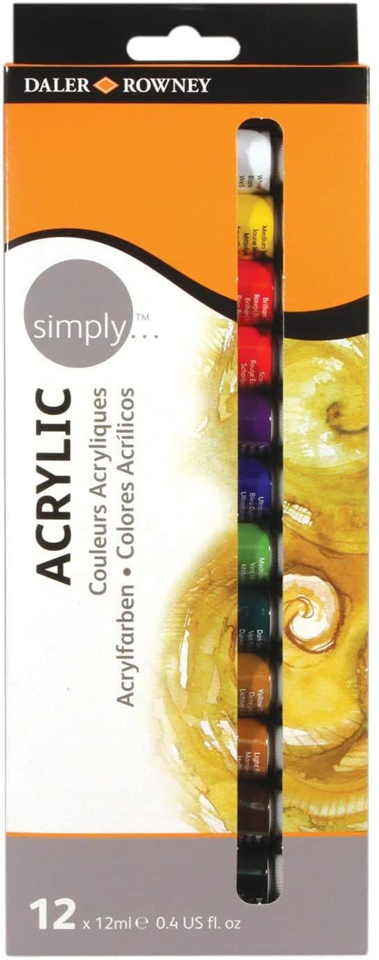 Daler Rowney Simply Acrylic Set of 12 x 12ml Tubes