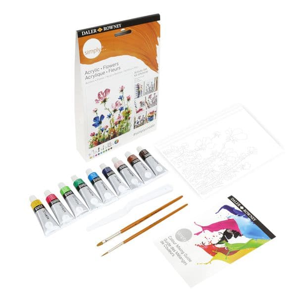 Daler Rowney Simply Value Acrylic Flowers Painting Activity Set