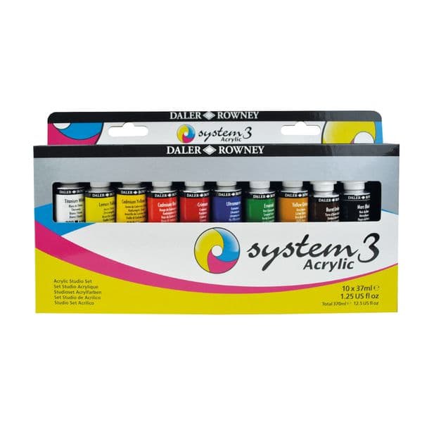 Daler Rowney System 3 Original Acrylic Studio Set of 10 x 37ml