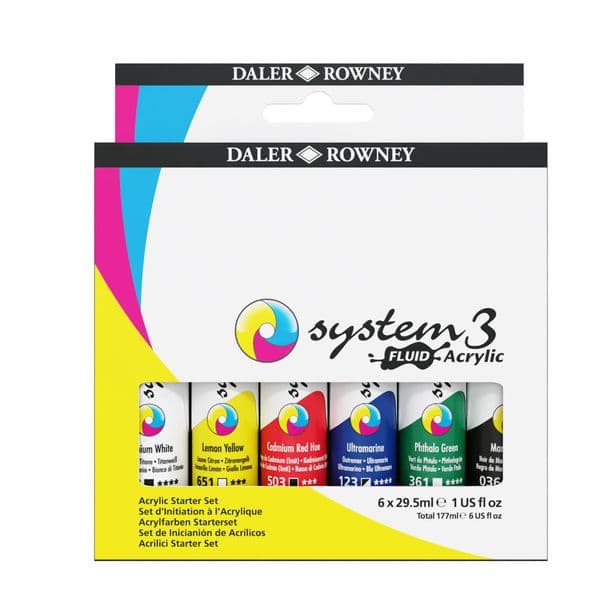 Daler Rowney SYSTEM3 Fluid Acrylic Set 6 x 29.5ml