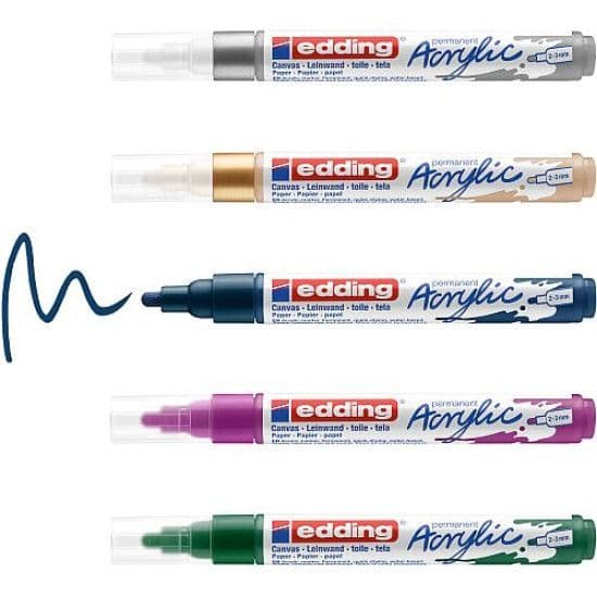 Edding Acrylic Paint Pens Medium Set of 5 Metallic Colours