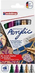 Edding Acrylic Paint Pens Medium Set of 5 Metallic Colours