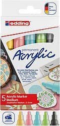 Edding Acrylic Paint Pens Medium Set of 5 Pastel Colours
