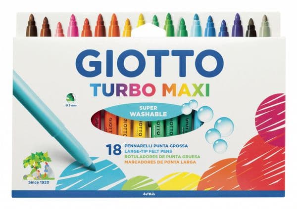Giotto Turbo Maxi Felt Tip Pens Box of 18 Assorted Colours