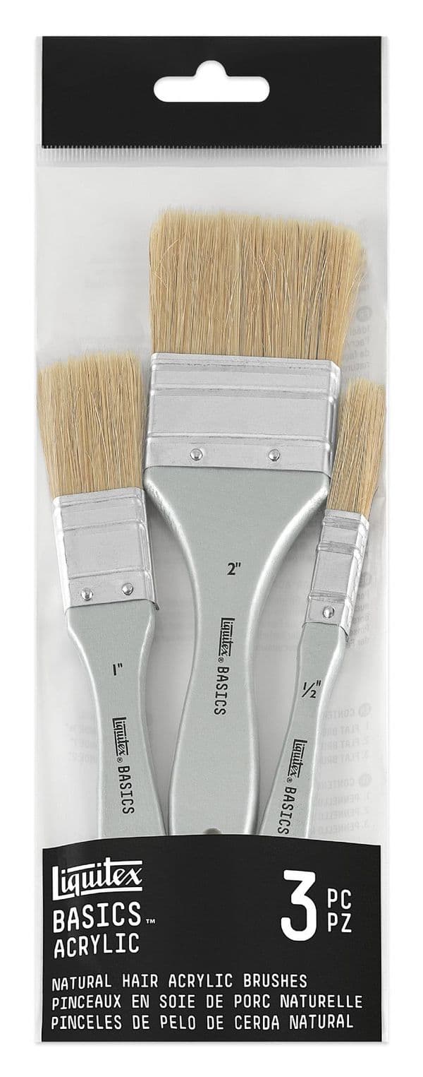 Liquitex Basics Hogs Hair Acrylic Brushes Pack of 3