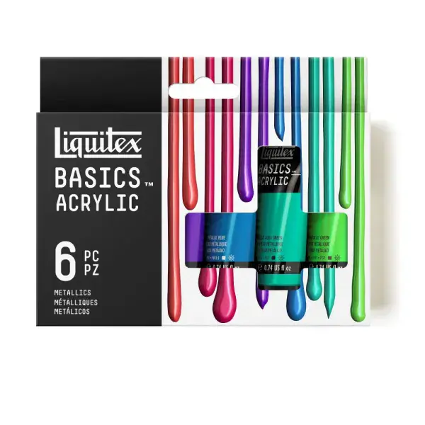 Liquitex Basics Metallic Acrylic Paint Set 6 x 22ml Tubes
