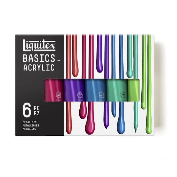 Liquitex Basics Metallic Acrylic Paint Set 6 x 22ml Tubes