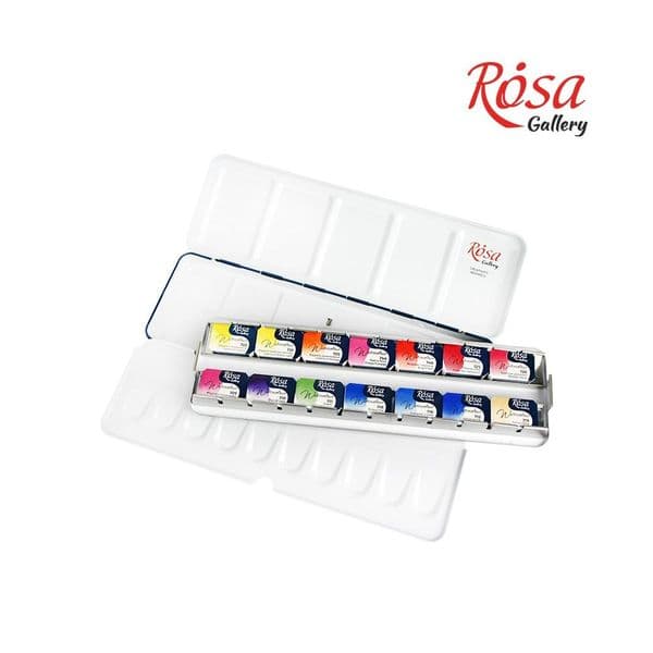 Rosa Gallery  Botanical  Watercolour Set - 14 Full Pans in Indigo Metal Case