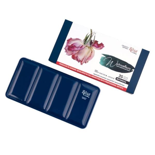 Rosa Gallery  Botanical  Watercolour Set - 35 Full Pans in Indigo Metal