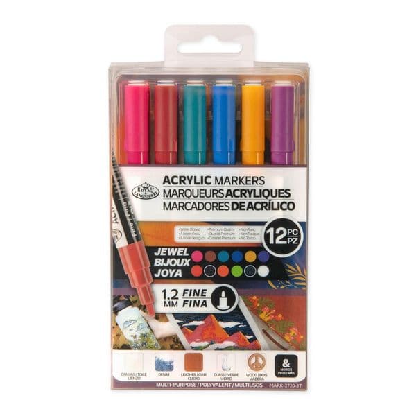 Royal & Langnickel 1.2mm Fine Acrylic Jewel Paint Marker 12 Set