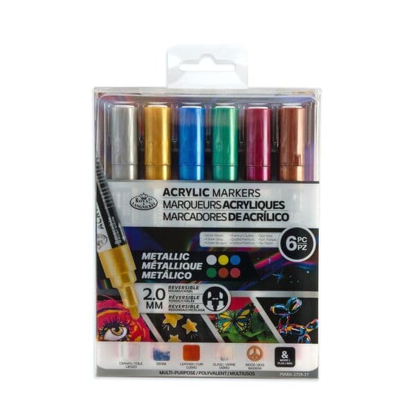 Royal & Langnickel 2mm  Reversible Acrylic Metallic Paint Marker Set